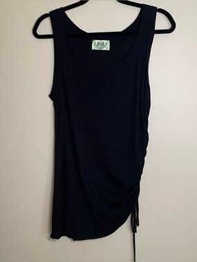 Juicy Couture Tunic Tank Top Asymmetrical Cinched Side Black Women's Size L